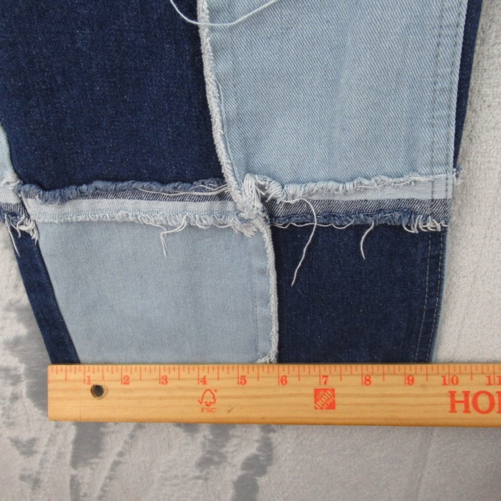 Nasty Gal Collection Patchwork Denim Jeans Blue Two Tone Raw Hem Size 8 3568 - Picture 7 of 12